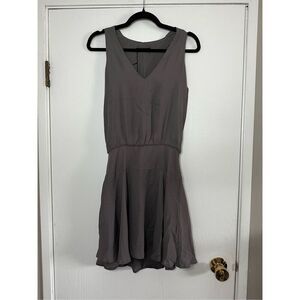Krisa Grey V-neck A-line Mini Dress Size XS NWT